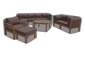 11 pc Monterey Teak Deep Seating Set with 52" Chat Table WeatherMAX Outdoor Weather Cover