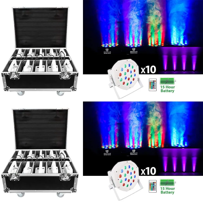 2 Rockville BATTERY PAR PACK 50 WHITE 10) Rechargeable spotlights   charging case (2) BATTERY PAR PACK 50 WHITE