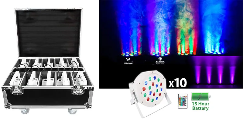 2 Rockville BATTERY PAR PACK 50 WHITE 10) Rechargeable spotlights   charging case (2) BATTERY PAR PACK 50 WHITE