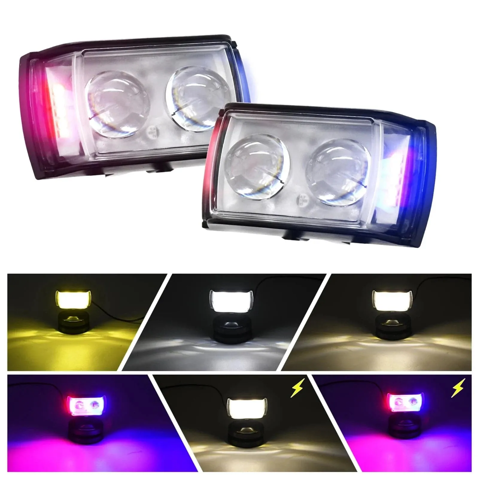 2pcs/set Motorcycle LED Driving Lights 60W 6000LM 6000K/3000K Super Bright Spotlights Waterproof Fog Lights for Tractors Trucks