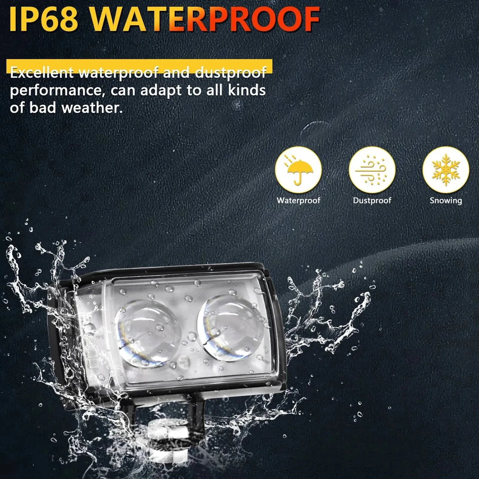 2pcs/set Motorcycle LED Driving Lights 60W 6000LM 6000K/3000K Super Bright Spotlights Waterproof Fog Lights for Tractors Trucks