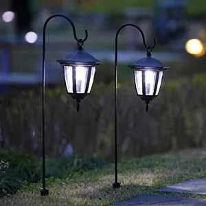 34 Inch Hanging Solar Lights Outdoor Waterproof Solar Garden Lights with 2 Shepherd Hooks Landscape Lighting for Lawn Patio Yard Pathway Driveway,2 Pack