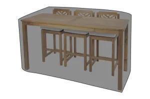 4 pc Monterey Teak Barstool with Rectangular Bar Table WeatherMAX Outdoor Weather Cover
