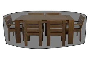 7 pc Pacific Teak Dining Set with 42" x 72" Rectangular Dining Table WeatherMAX Outdoor Weather Cover
