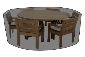 7 pc Pacific Teak Dining Set with 72" Round Dining Table WeatherMAX Outdoor Weather Cover