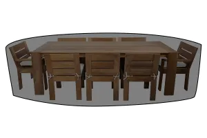 9 pc Pacific Teak Dining Set with 42" x 96" Rectangular Dining Table WeatherMAX Outdoor Weather Cover