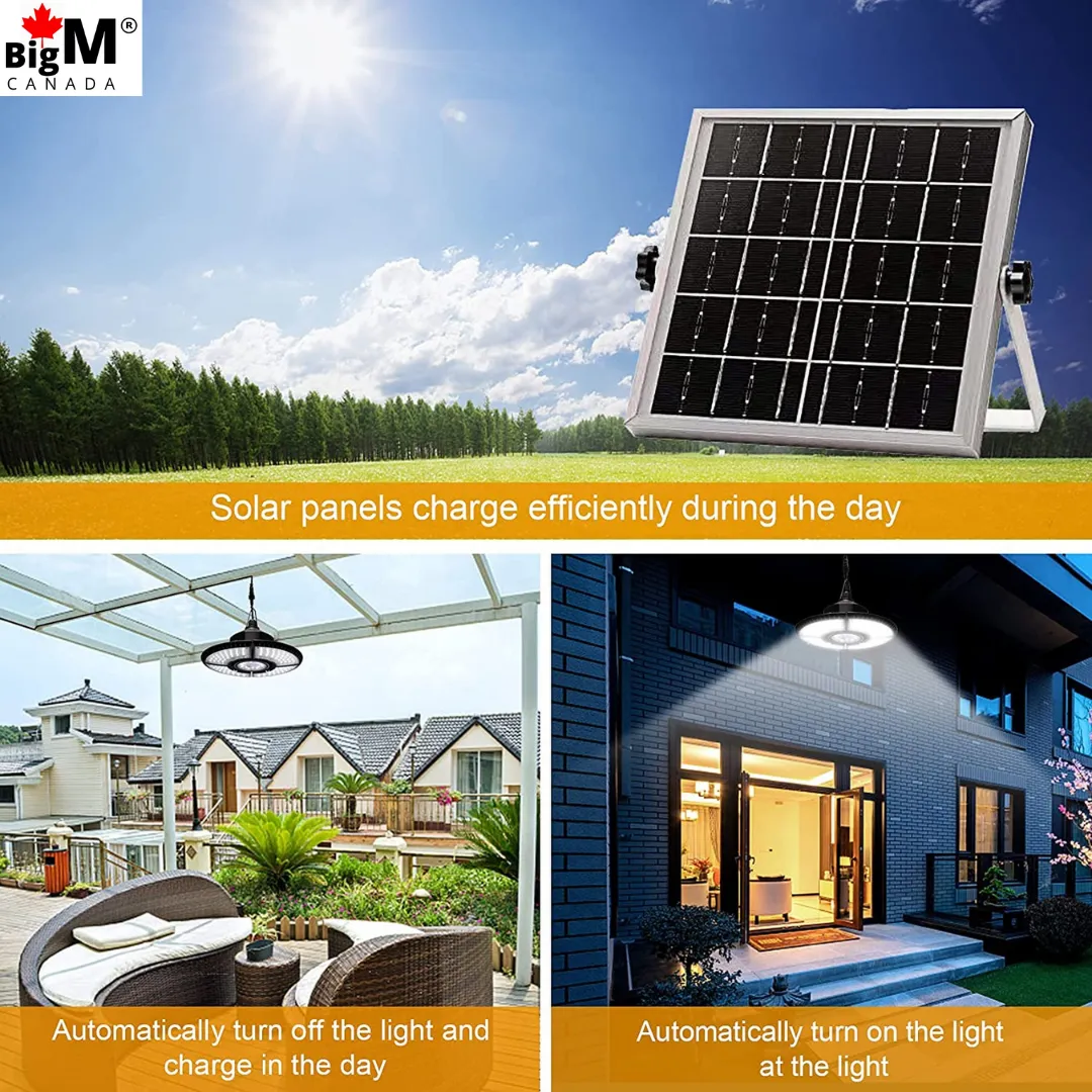 BigM 136 LED 1000 Lumens Bright Indoor Solar Light for Patios Pergolas