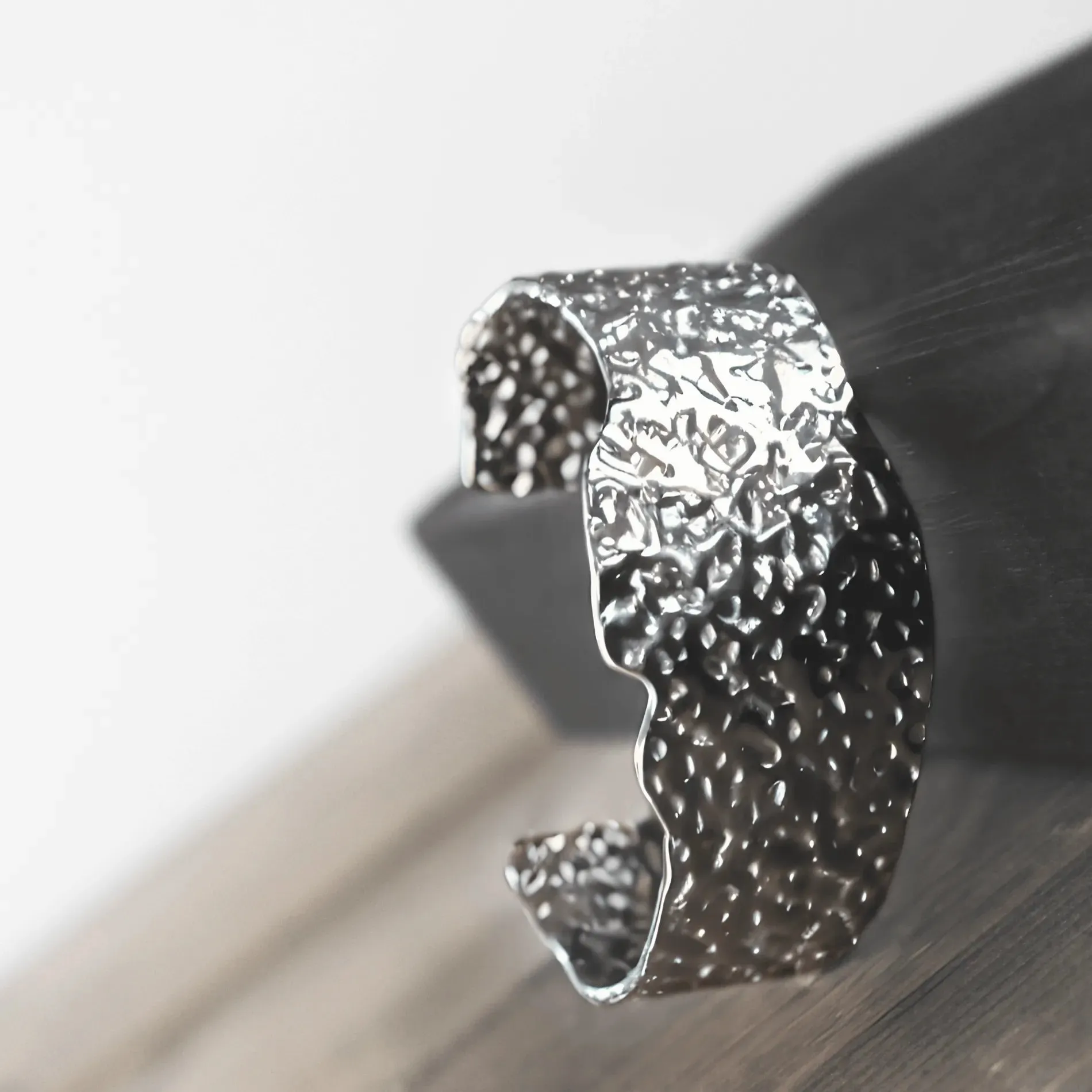 Courage Waterproof Irregular Statement Cuff Bracelet Silver Plating