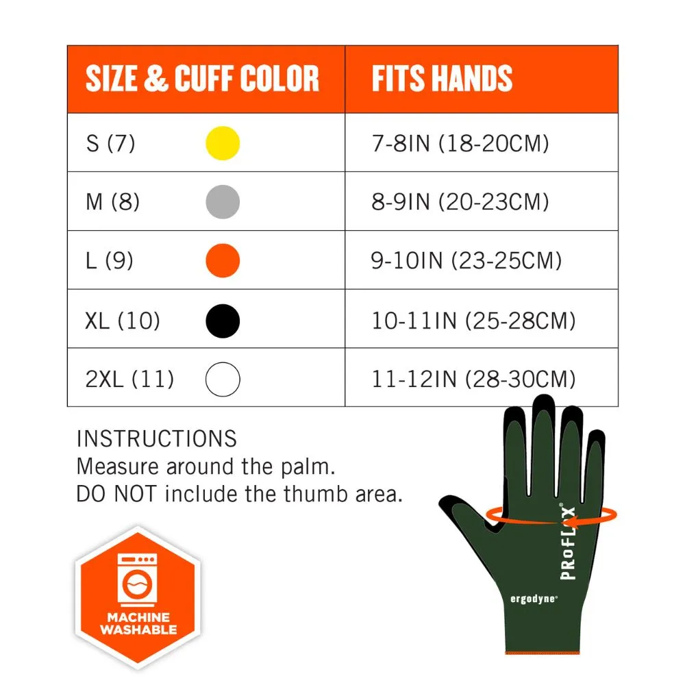 Ergodyne 18032 #7070 12-pair S Green ANSI A7 Nitrile Coated CR Gloves