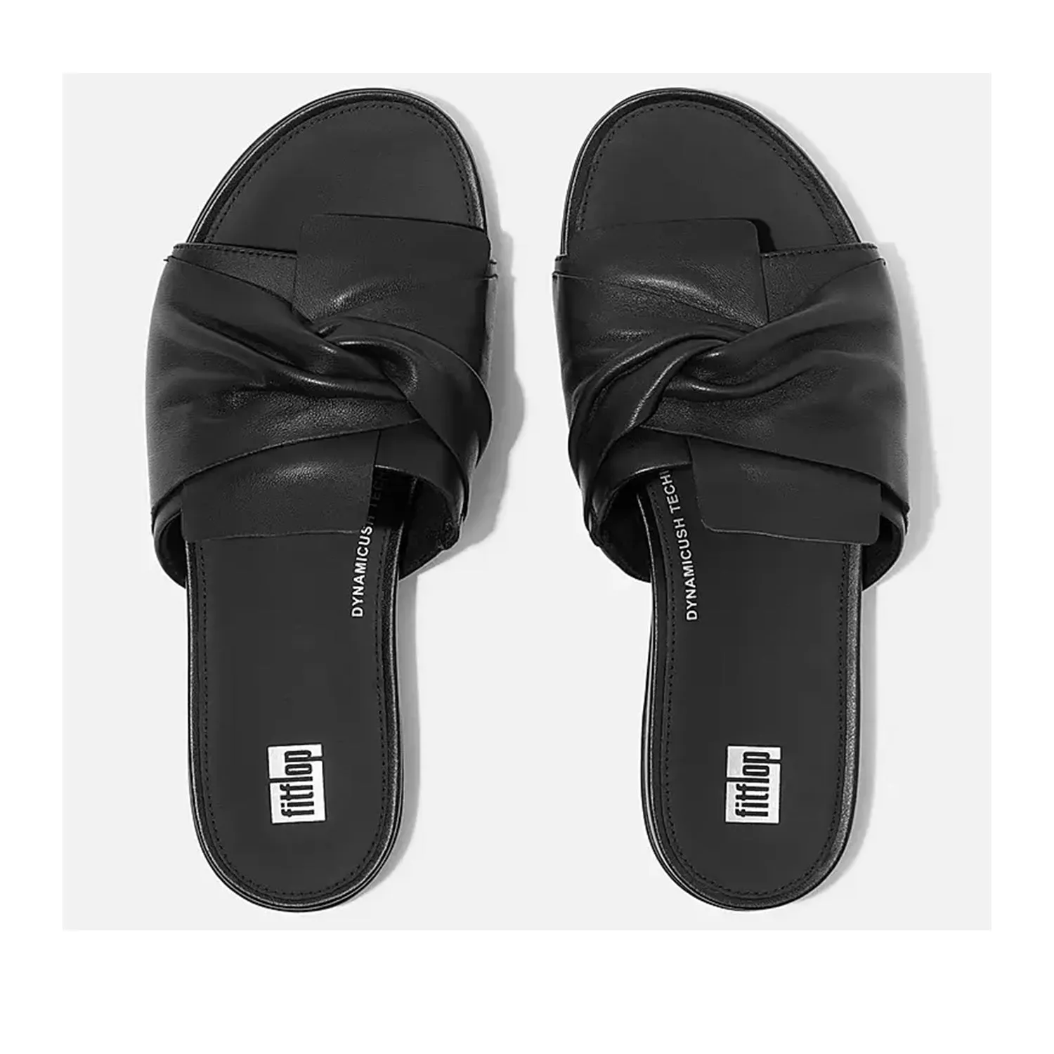 Fit Flop Women's Gracie Soft Twist Leather Slides in Black