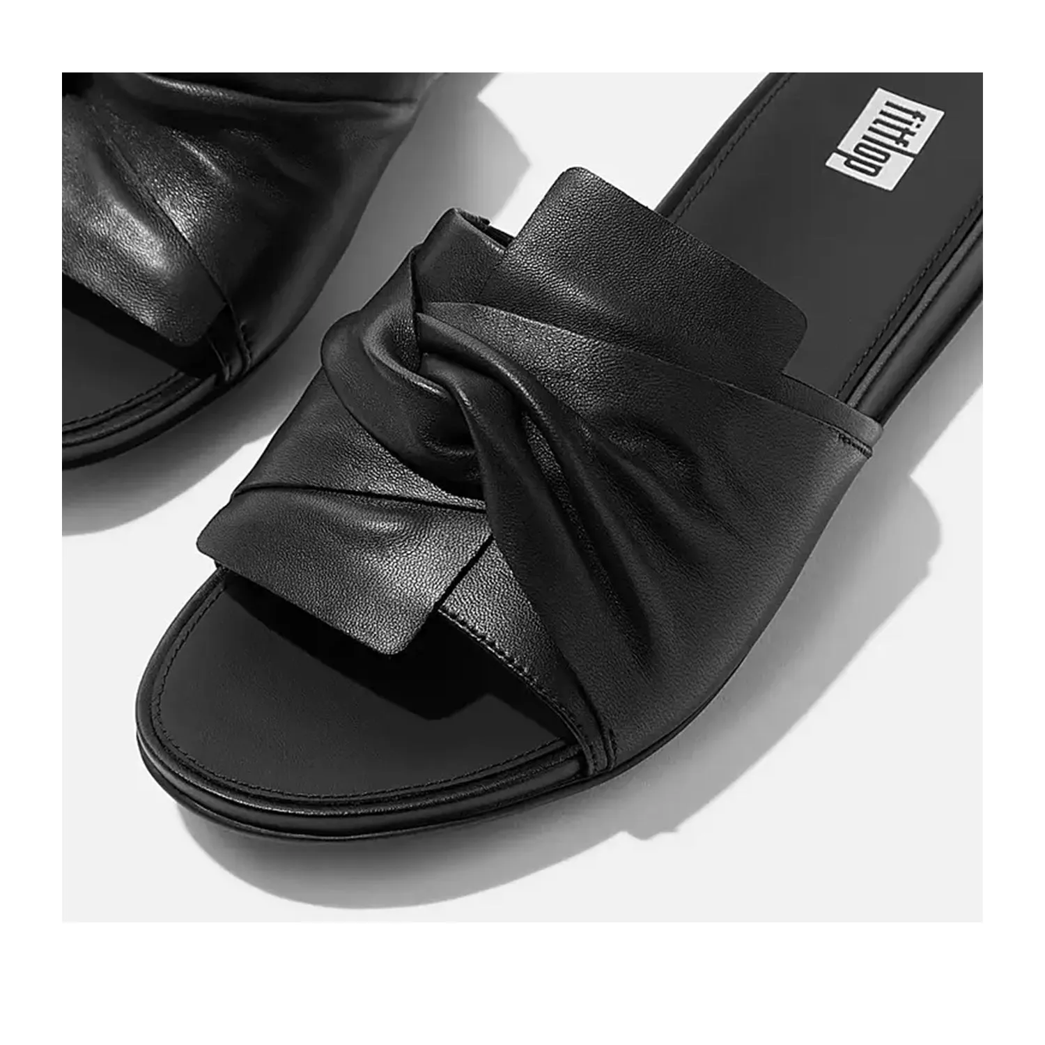 Fit Flop Women's Gracie Soft Twist Leather Slides in Black