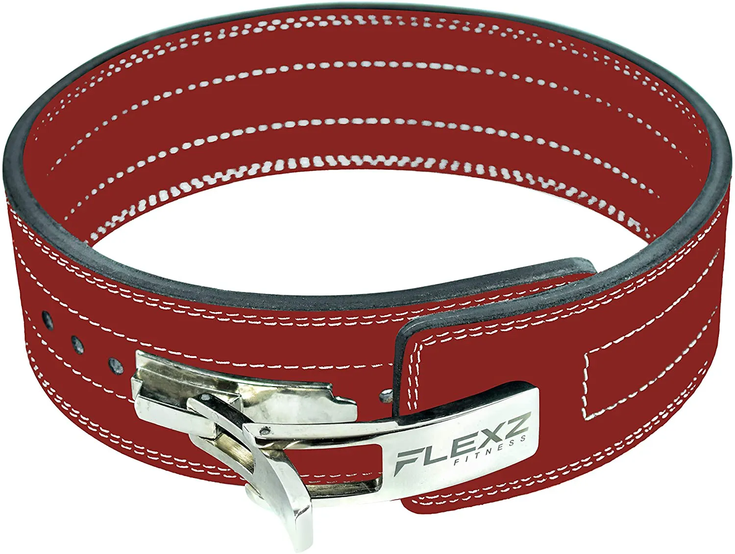 FlexzFitness Leather Power Lifting Belt for Men & Women Lower Back Support for Weightlifting