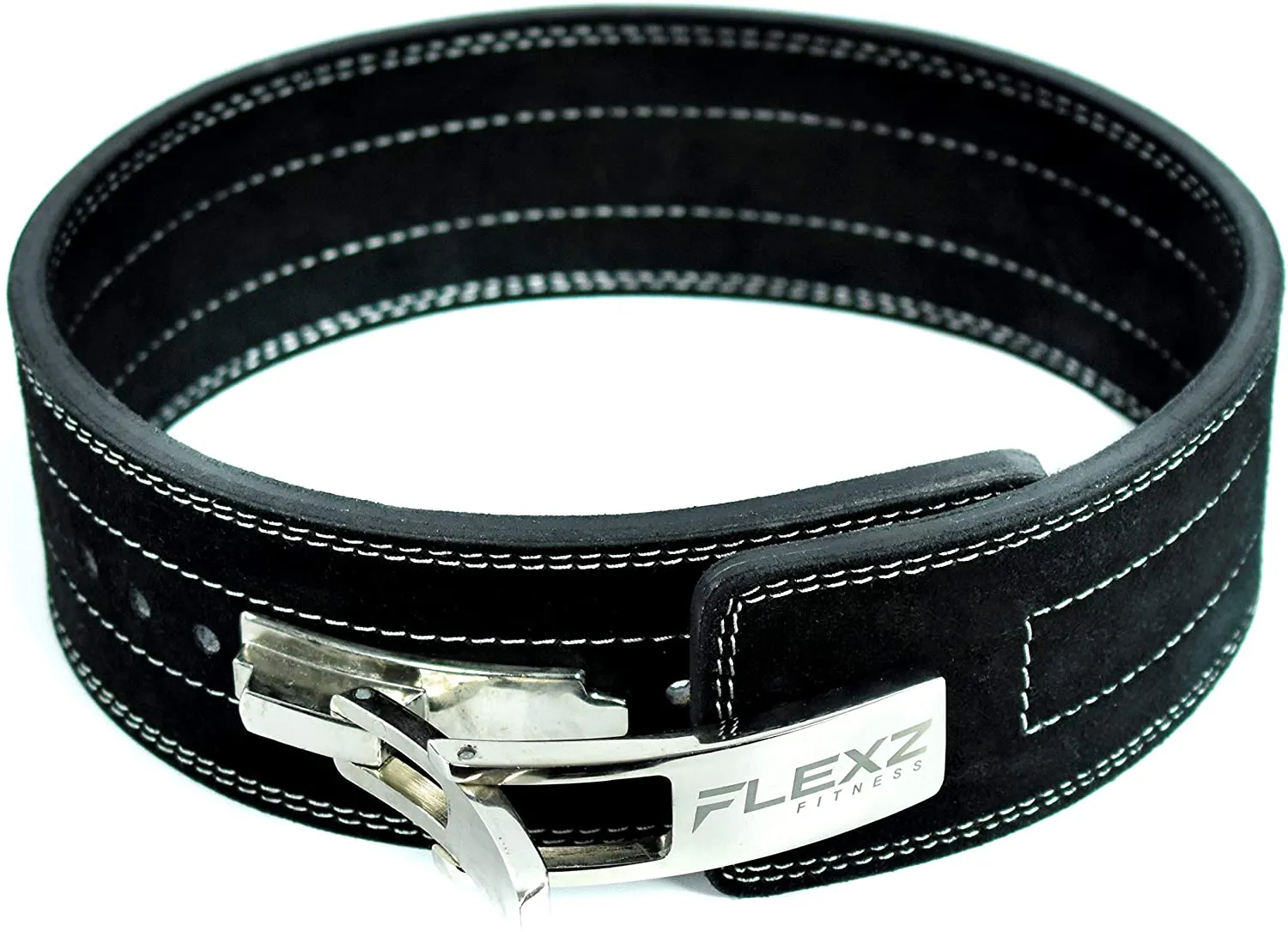 FlexzFitness Leather Power Lifting Belt for Men & Women Lower Back Support for Weightlifting