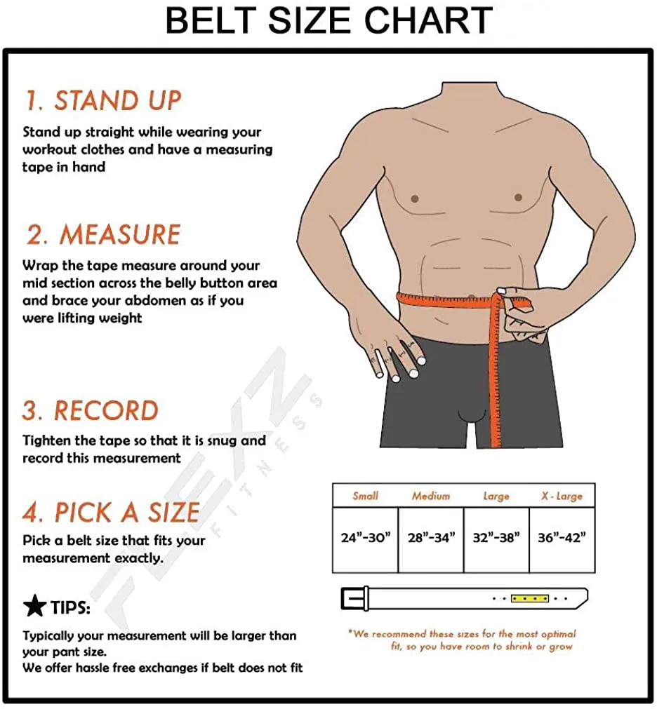 FlexzFitness Leather Power Lifting Belt for Men & Women Lower Back Support for Weightlifting
