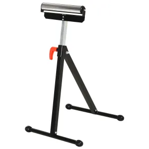 Folding Roller Stand Material Support Pedestal with Ball Bearing Roller Height Adjustable Portable Metal Construction Black