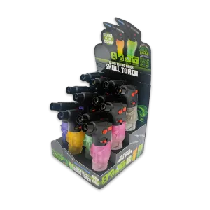 Glow in The Dark Skull Torch Lighter - 12 Pieces Per Retail Ready Display 25093