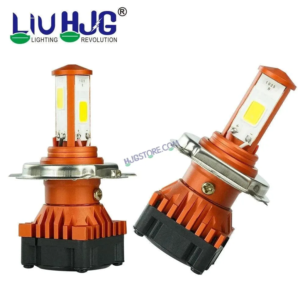 HJG H4 White LED Headlight Bulb H4 For All Motorcycles (Low and High Beam Bulbs (White) White 50W, Pack of 1) - Type H4