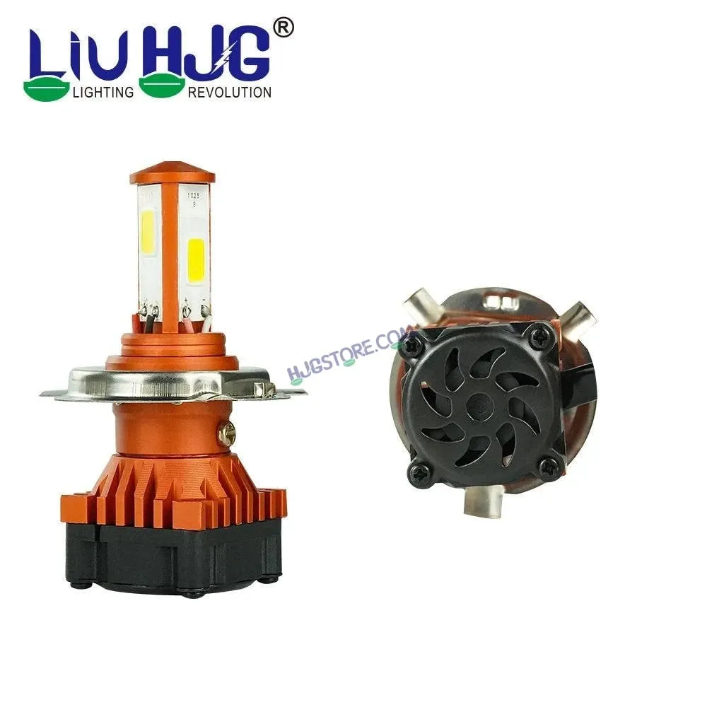 HJG H4 White LED Headlight Bulb H4 For All Motorcycles (Low and High Beam Bulbs (White) White 50W, Pack of 1) - Type H4