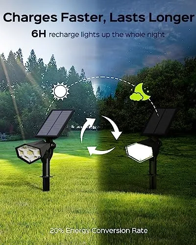 JACKYLED Solar Spotlights Outdoor, 4 Modes 3000K/6000K, Solar Landscape Light with 26 Bright LED, Panel & Light Adjustable, IP65 Waterproof Solar Spot Light for Garden, Yard, Driveway, Pathway, 2 Pack