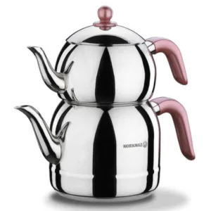 Korkmaz Retro A195 Turkish Teapot Set, Stainless Steel Tea Maker 37.2 - 84.5 oz