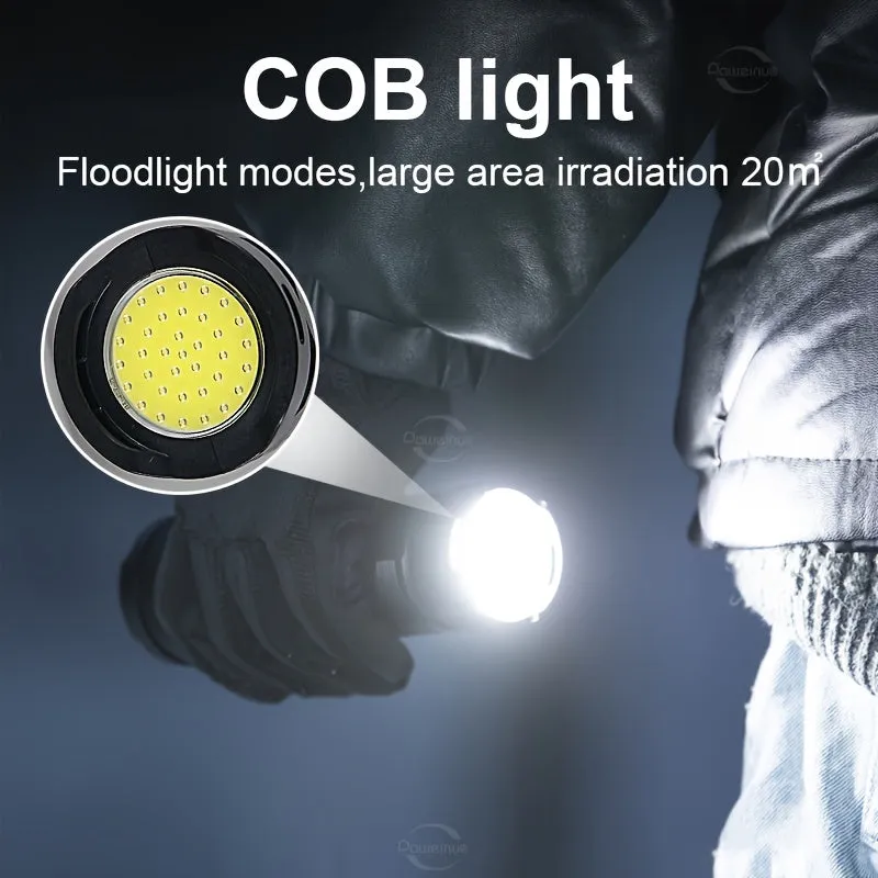 Led Flashlights, Tactical Flash Light, Built-in 15000mah Battery Long Range Spotlights, Torch Emergency Light With COB Light