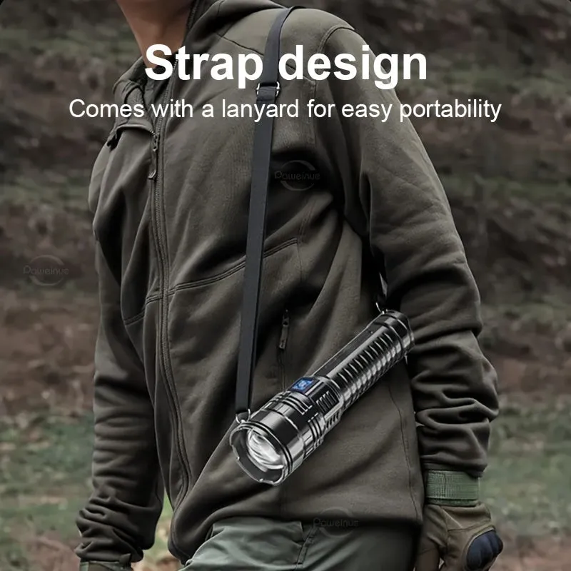 Led Flashlights, Tactical Flash Light, Built-in 15000mah Battery Long Range Spotlights, Torch Emergency Light With COB Light