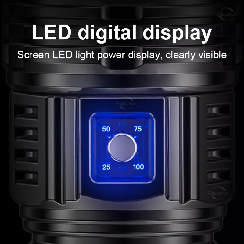 Led Flashlights, Tactical Flash Light, Built-in 15000mah Battery Long Range Spotlights, Torch Emergency Light With COB Light