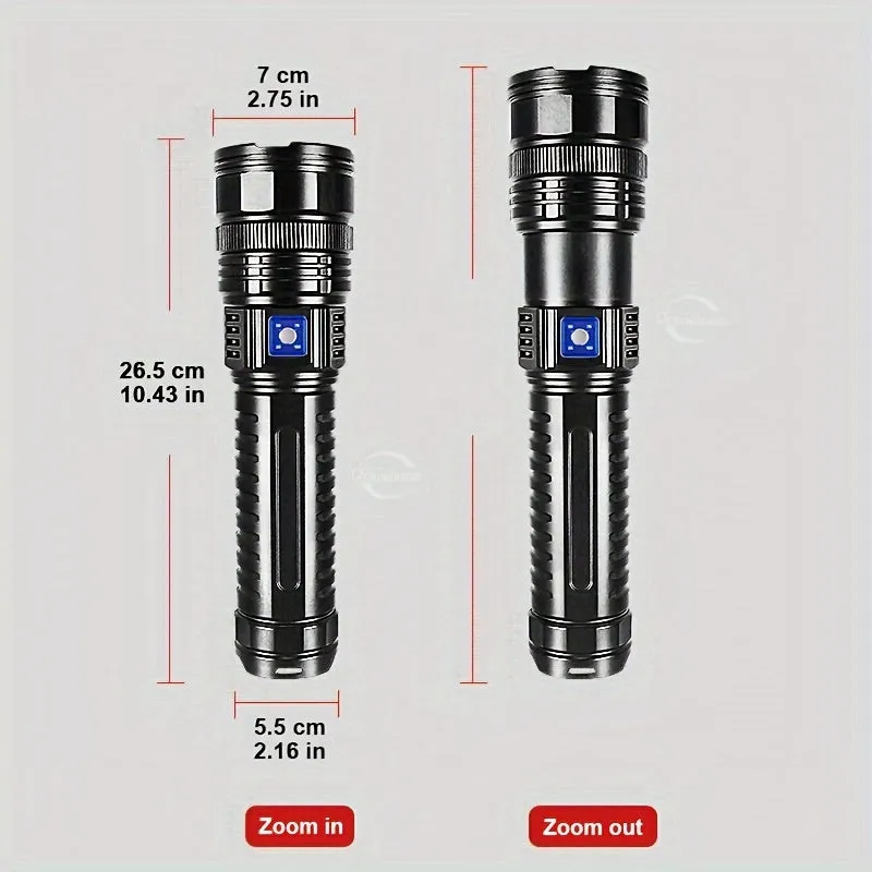 Led Flashlights, Tactical Flash Light, Built-in 15000mah Battery Long Range Spotlights, Torch Emergency Light With COB Light