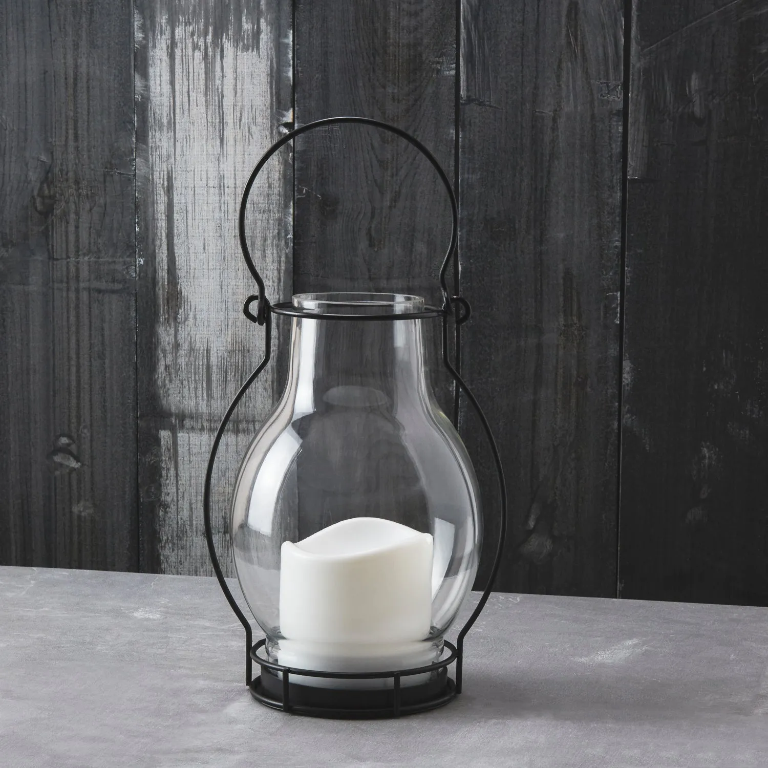 Meri Glass Lantern with Solar Candle