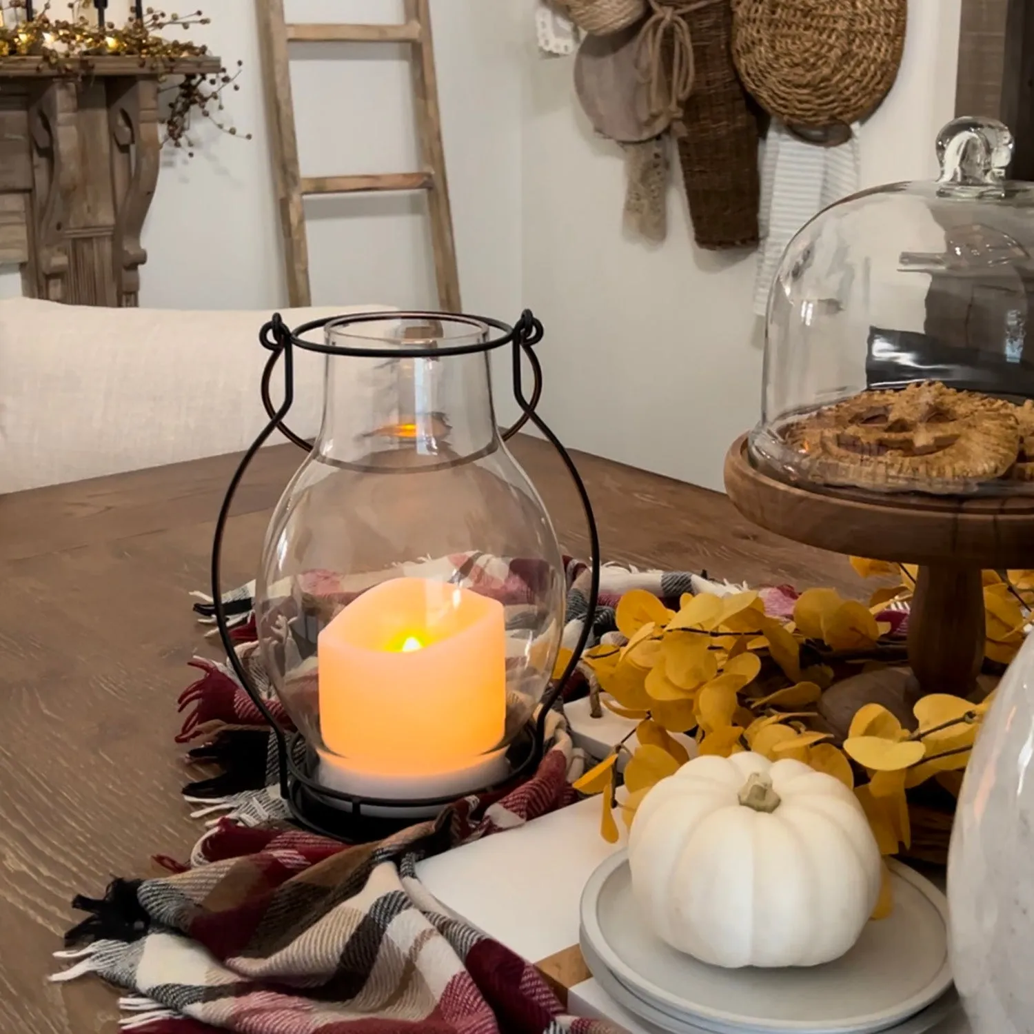 Meri Glass Lantern with Solar Candle