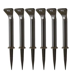 Mr. Beams MB596 Outdoor Wireless Motion Sensing 80-Lumen LED Path Lights with Ground Stakes, Dark Brown, 6-pack