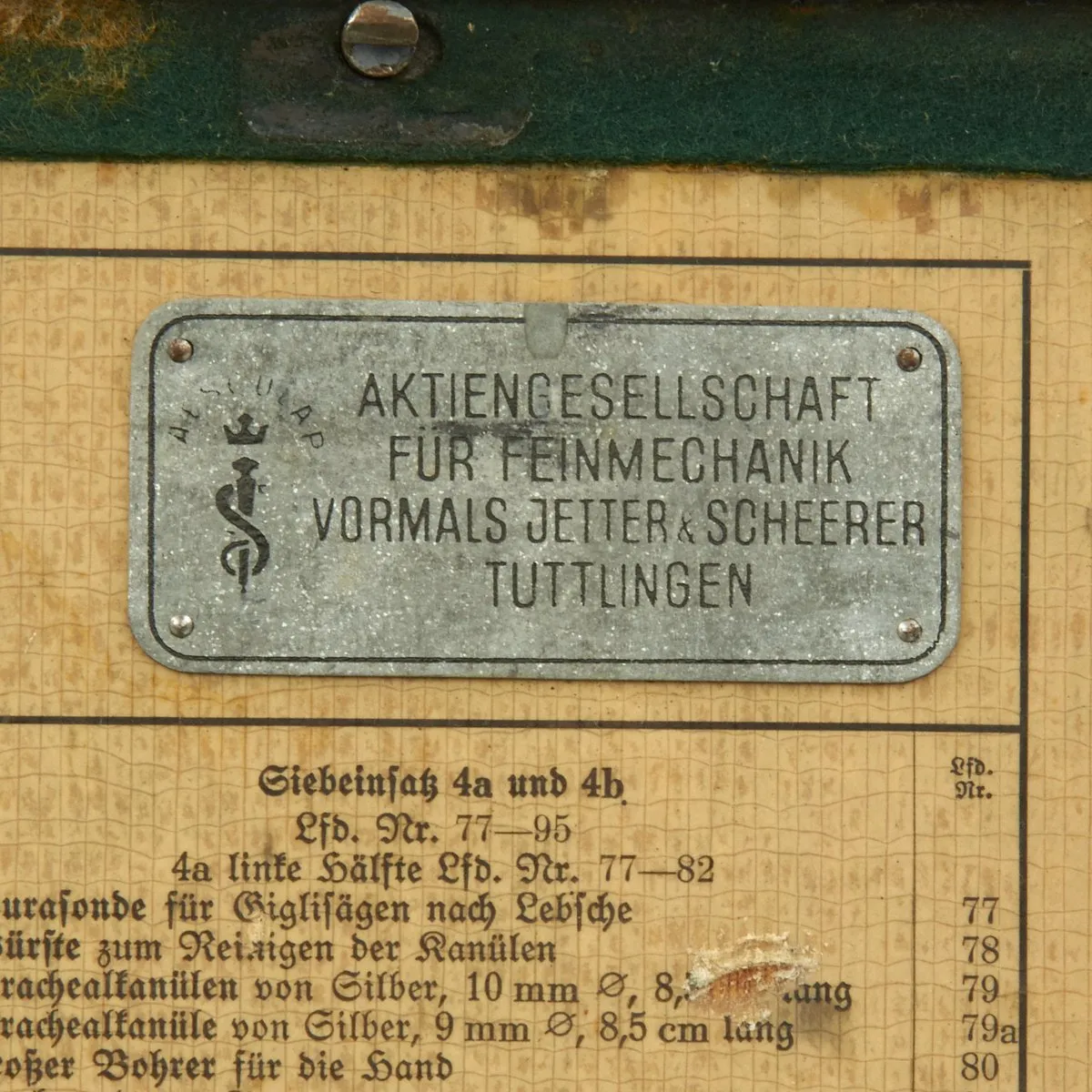Original German WWII Hauptbesteck 1939 Large Medical Surgical Tool Set by AESCULAP - dated 1941