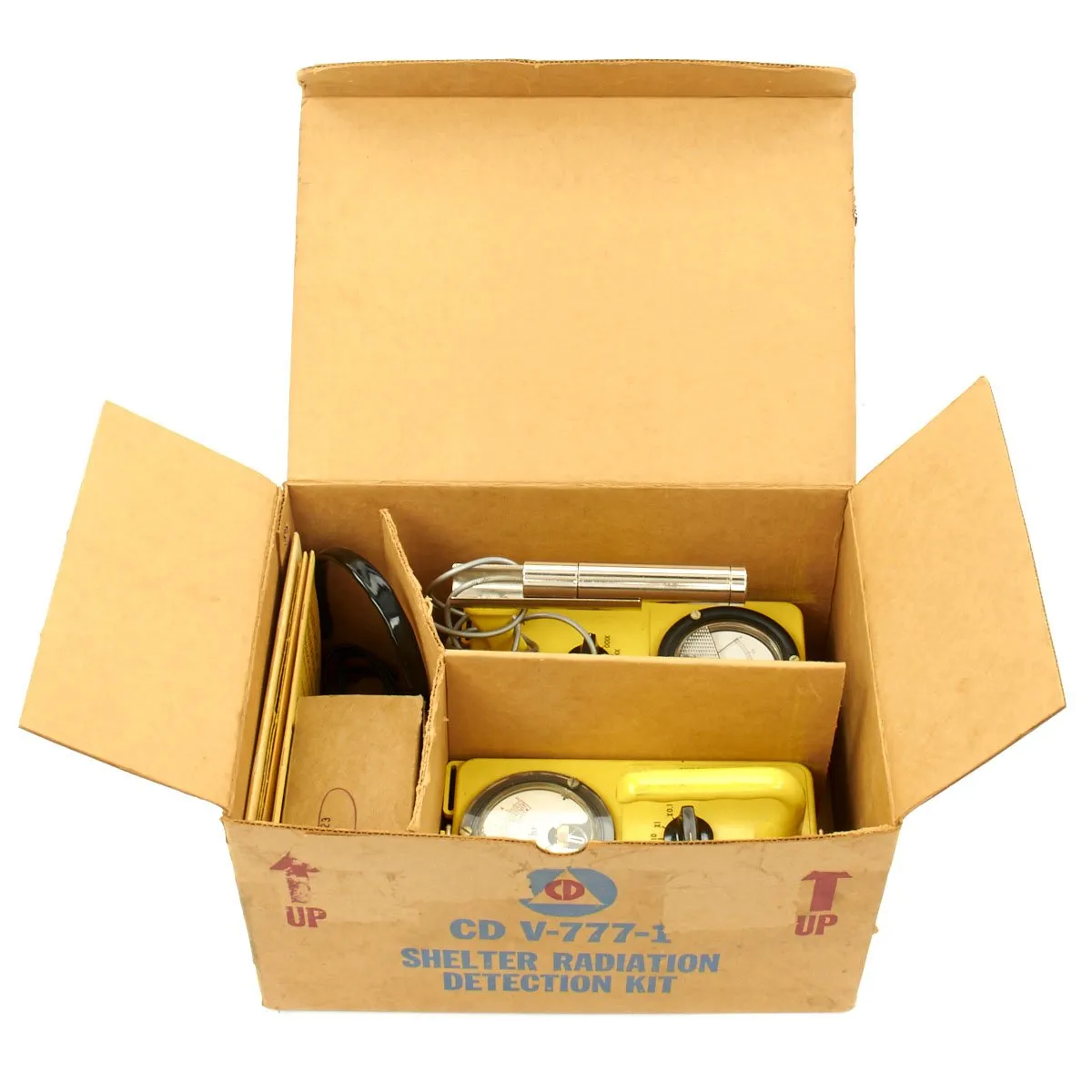 Original U.S. Cold War Civil Defense CD V-777-1 Shelter Radiation Kit and Lionel CDV-700 Geiger Counter Model 6b Radiation Detector
