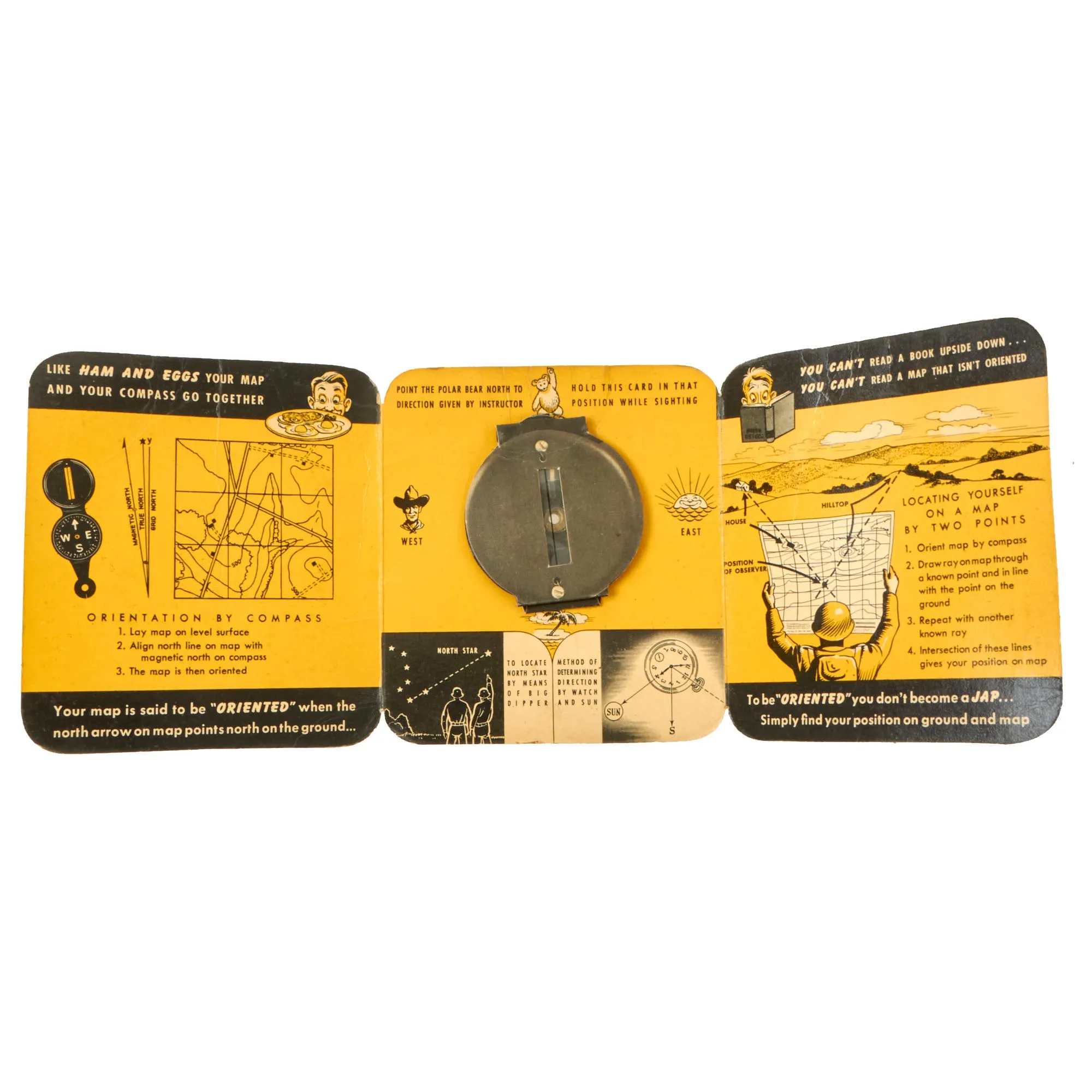 Original U.S. WWII US Army M1938 Lensatic Compass By W.&L.E. Gurley With 1st Model “Split Type” Pouch and Land Navigation Training Booklet