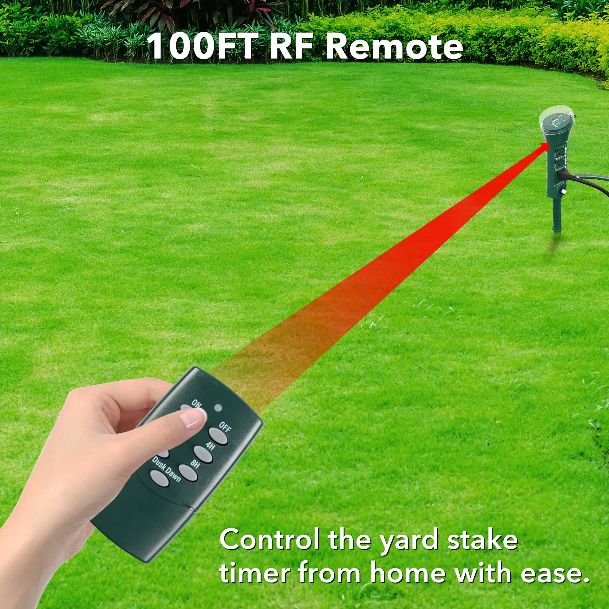 Outdoor Multi Socket Timer Yard Stake with Photocell Countdown Timer and Remote Control BN-LINK