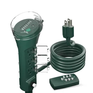Outdoor Multi Socket Timer Yard Stake with Photocell Countdown Timer and Remote Control BN-LINK