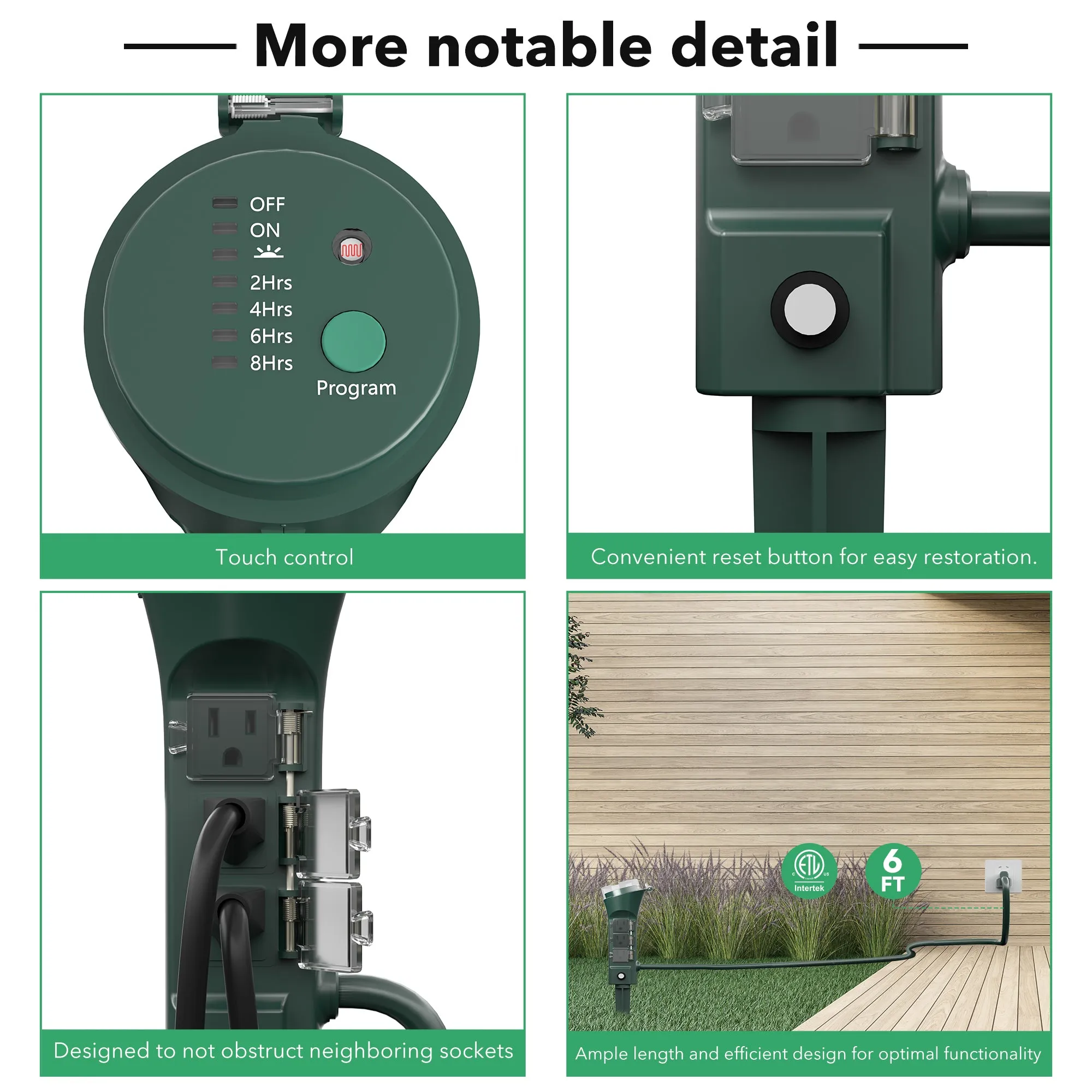 Outdoor Multi Socket Timer Yard Stake with Photocell Countdown Timer and Remote Control BN-LINK