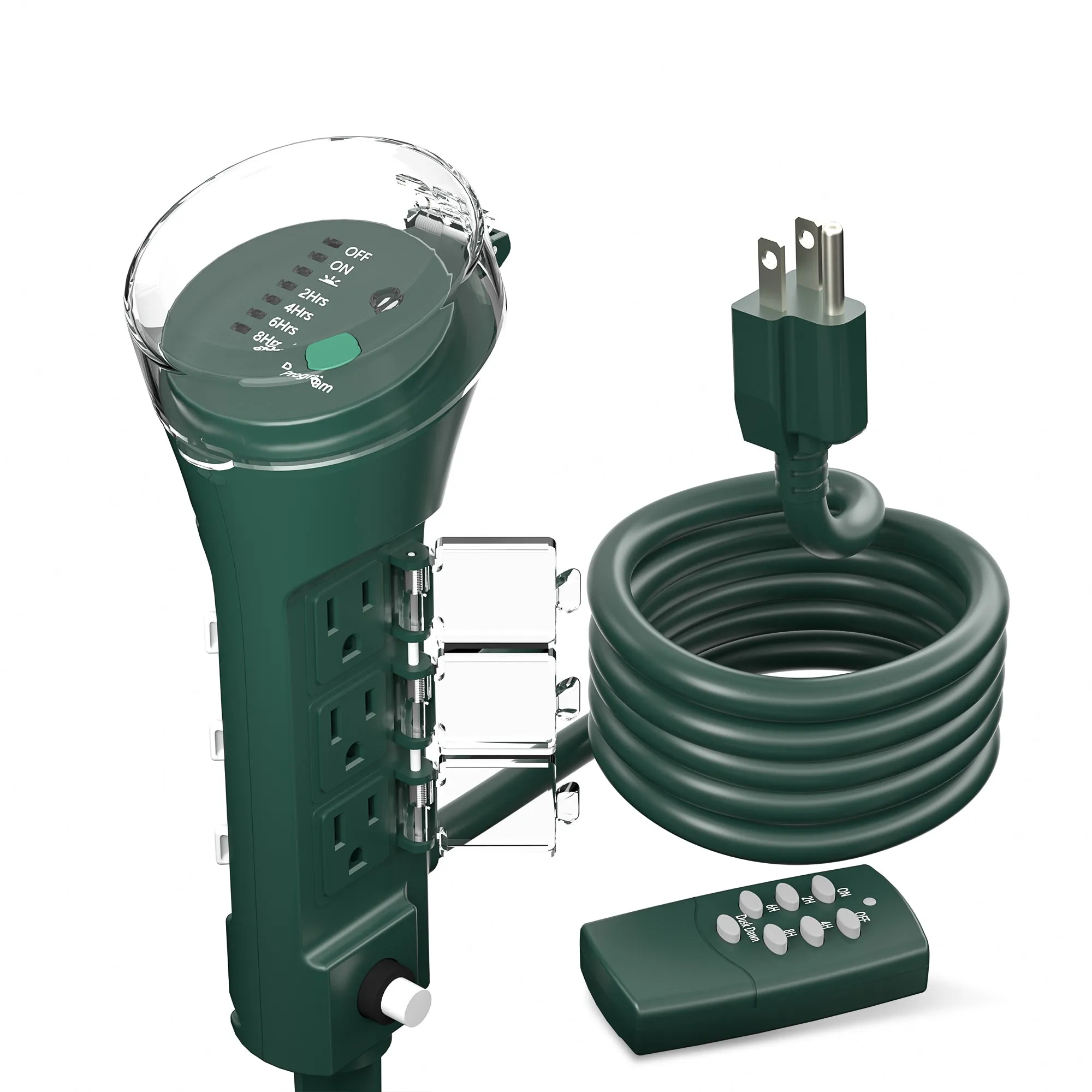 Outdoor Multi Socket Timer Yard Stake with Photocell Countdown Timer and Remote Control BN-LINK