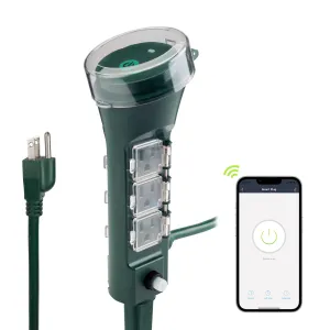 Outdoor Smart WiFi Timer Outlet Heavy Duty Yard Stake Compatible Function HBN
