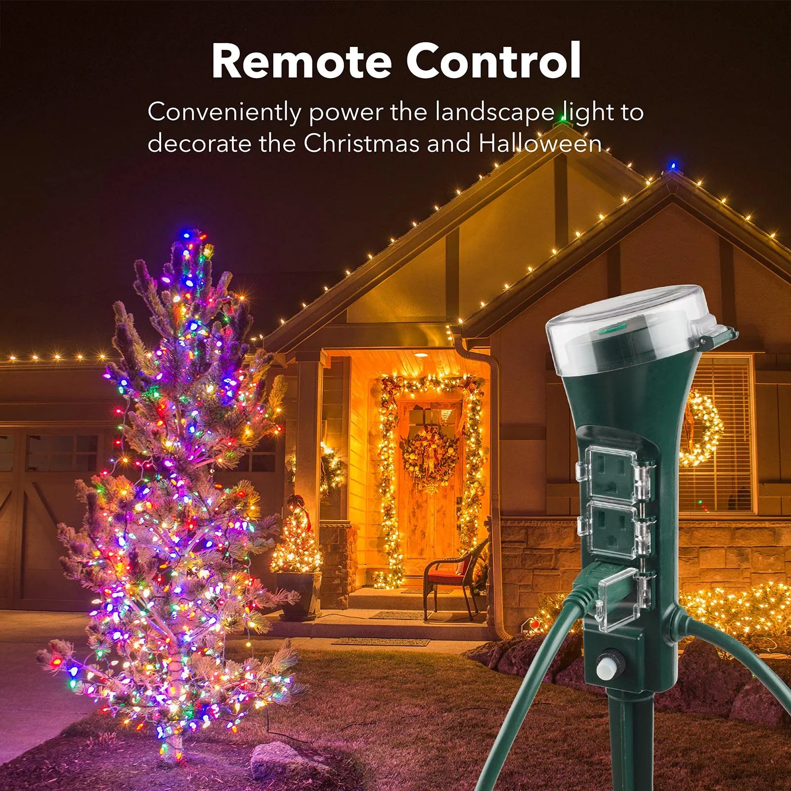 Outdoor Smart WiFi Timer Outlet Heavy Duty Yard Stake Compatible Function HBN