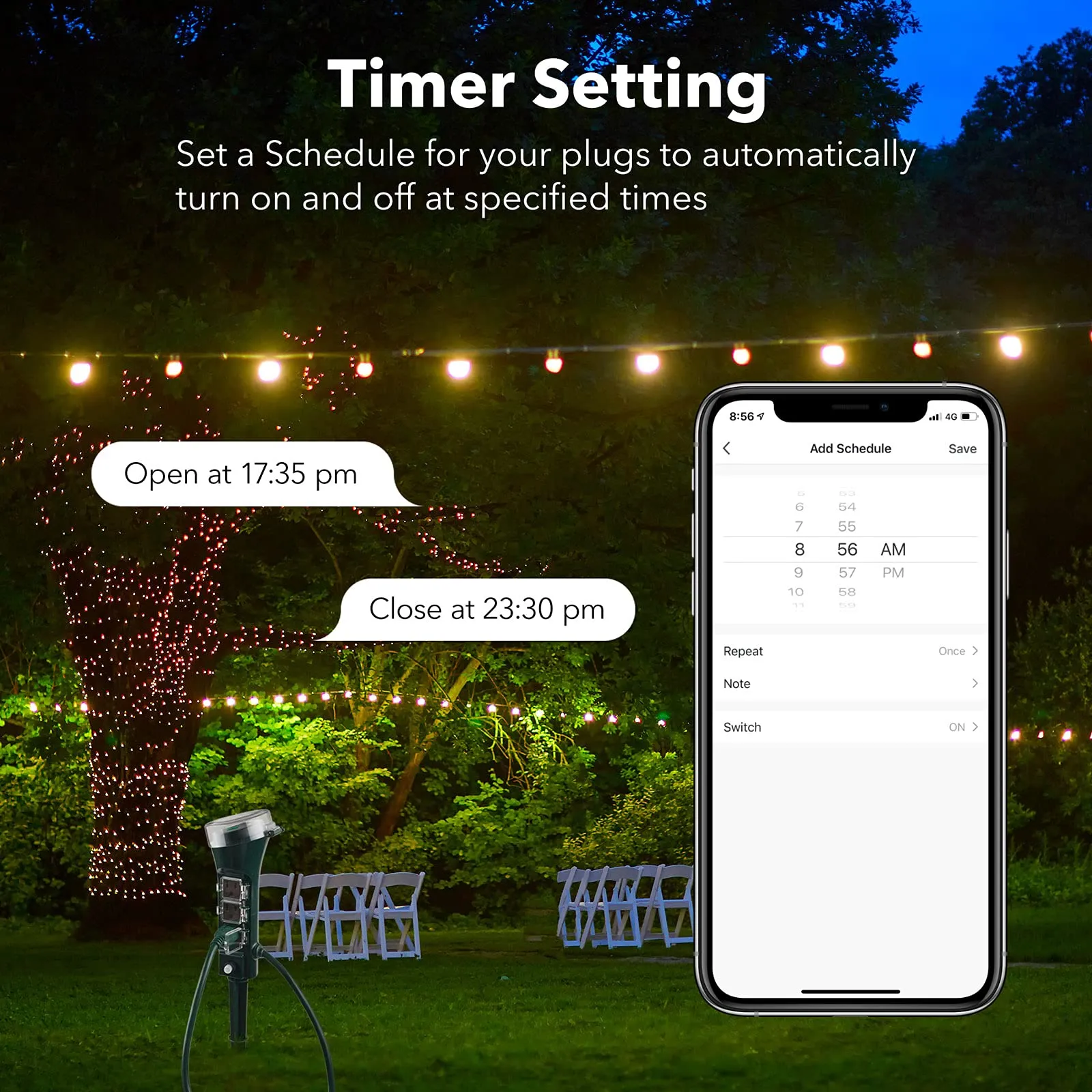 Outdoor Smart WiFi Timer Outlet Heavy Duty Yard Stake Compatible Function HBN