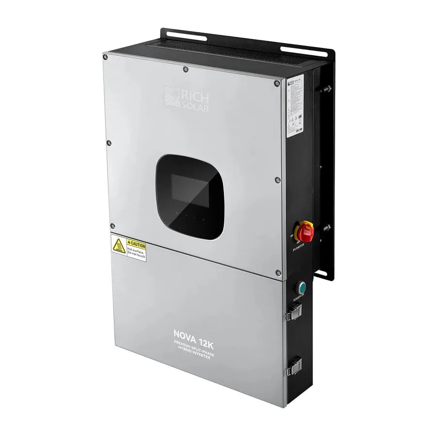 Rich Solar NOVA 12K | 12000 Watt 48V Split Phase Hybrid Inverter | 12000W PV Input, 10000W Continuous Output 120/240V | Premium 12000W 48V Hybrid Inverter for Cabins, ADUs, Tiny Homes, Residential, Agriculture, Off-Grid, On-Grid | UL Certified