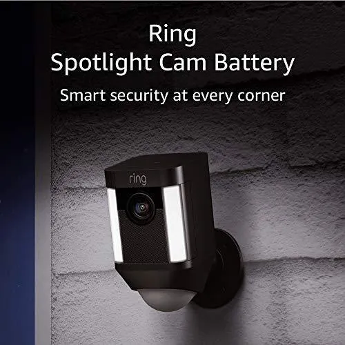 Ring Spotlight Cam Battery HD Security Camera with Built Two-Way Talk and a Siren Alarm, Black, Works with Alexa