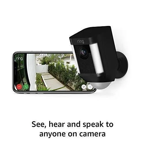 Ring Spotlight Cam Battery HD Security Camera with Built Two-Way Talk and a Siren Alarm, Black, Works with Alexa