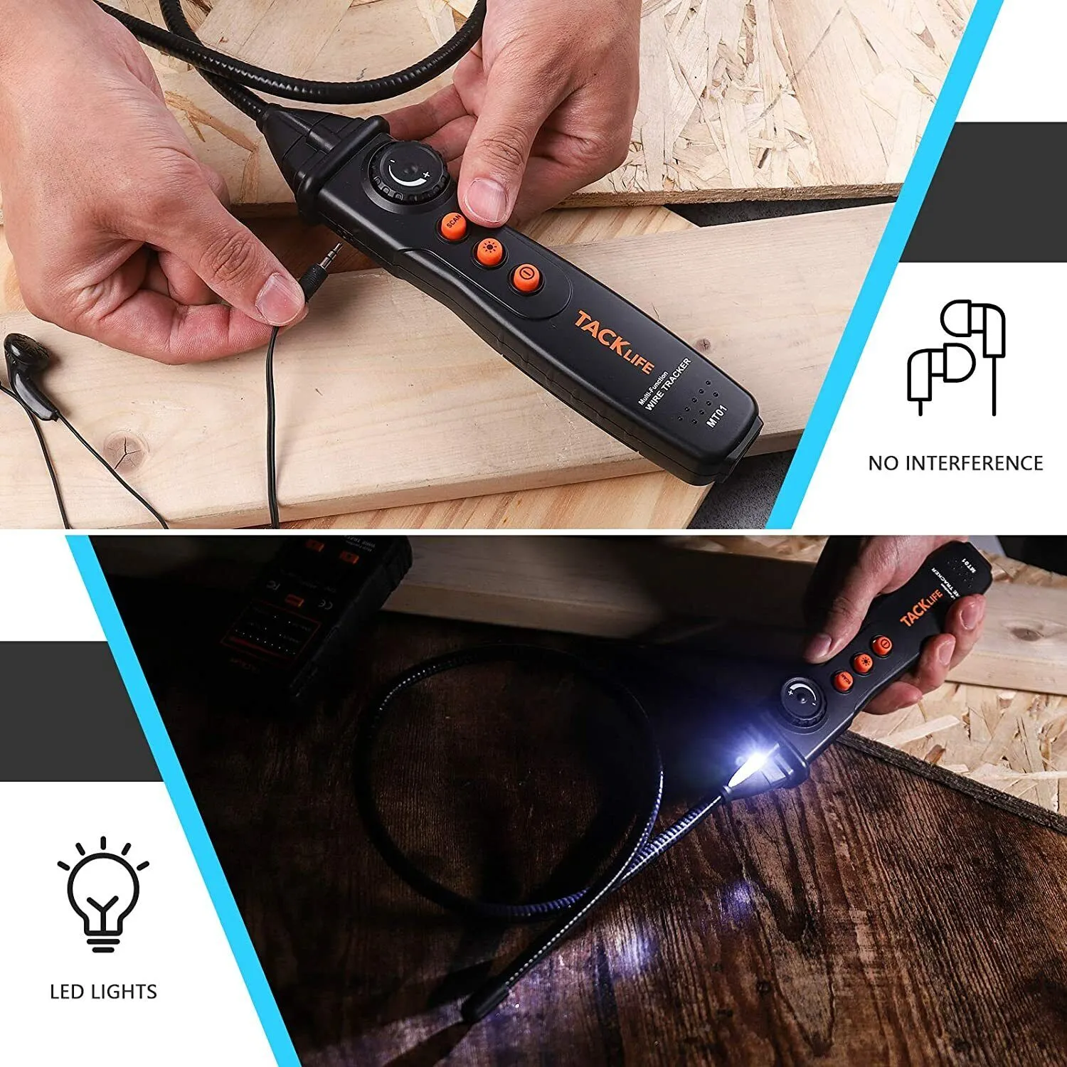 Underground Wire Tracker Locator Cable Tester with Earphone